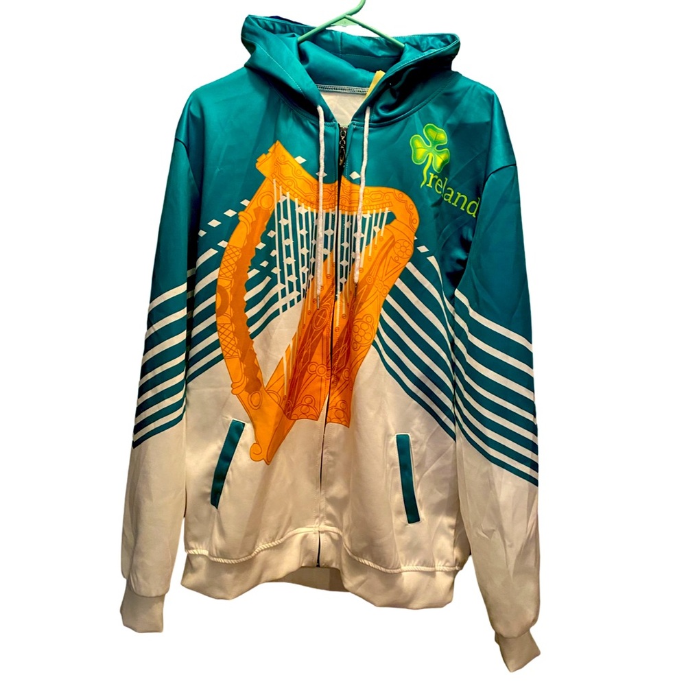 Men’s Green White Ireland Soccer Track Jacket